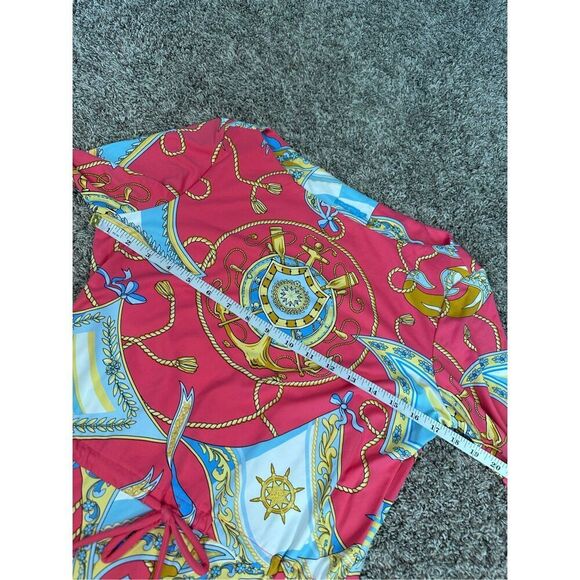 J. Mclaughlin Marianne Catalina Cloth Drop Waist Dress Pink Nautical Print M - Picture 9 of 10